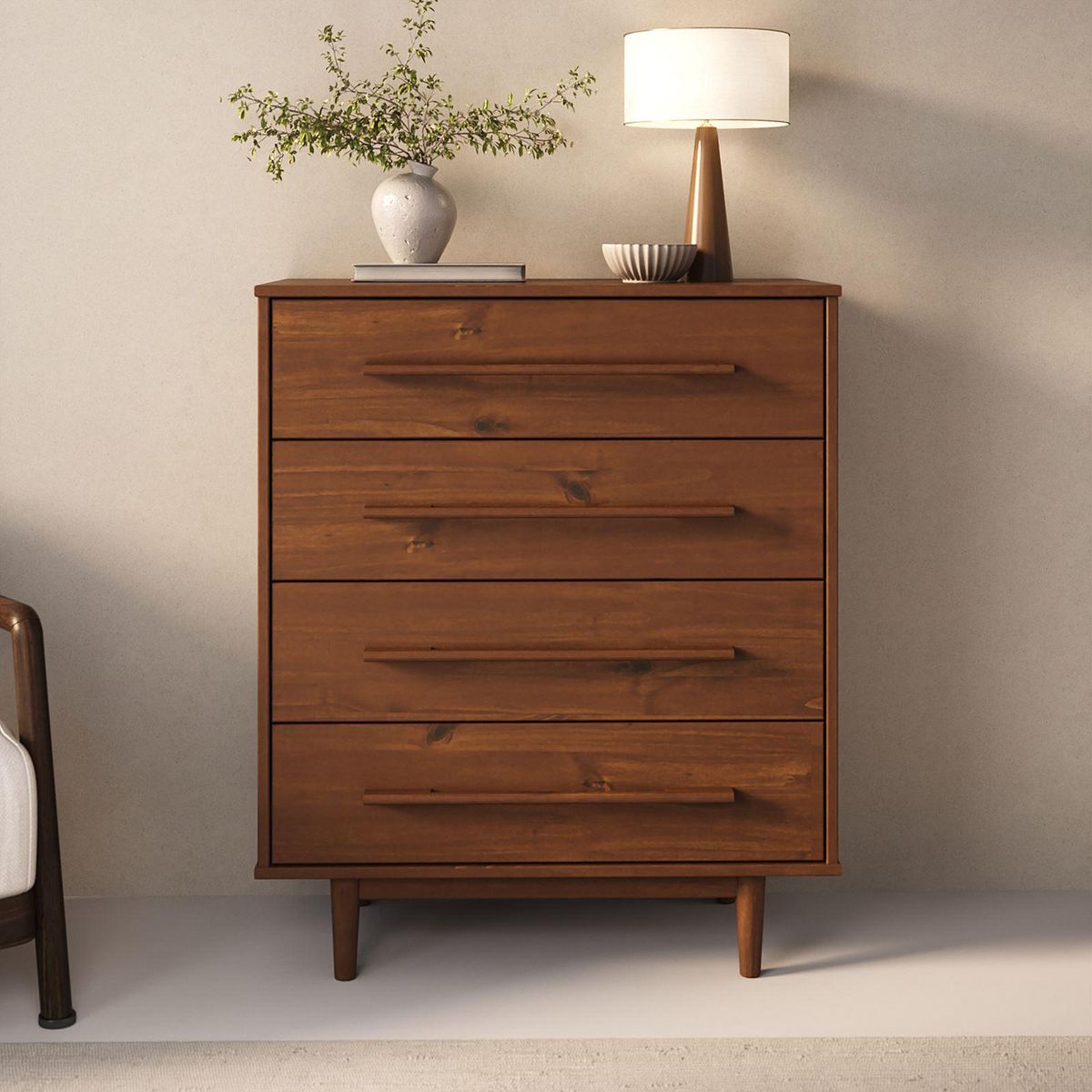 IDIMEX Commode TECCA L 80 cm 4 tiroirs en bois massif