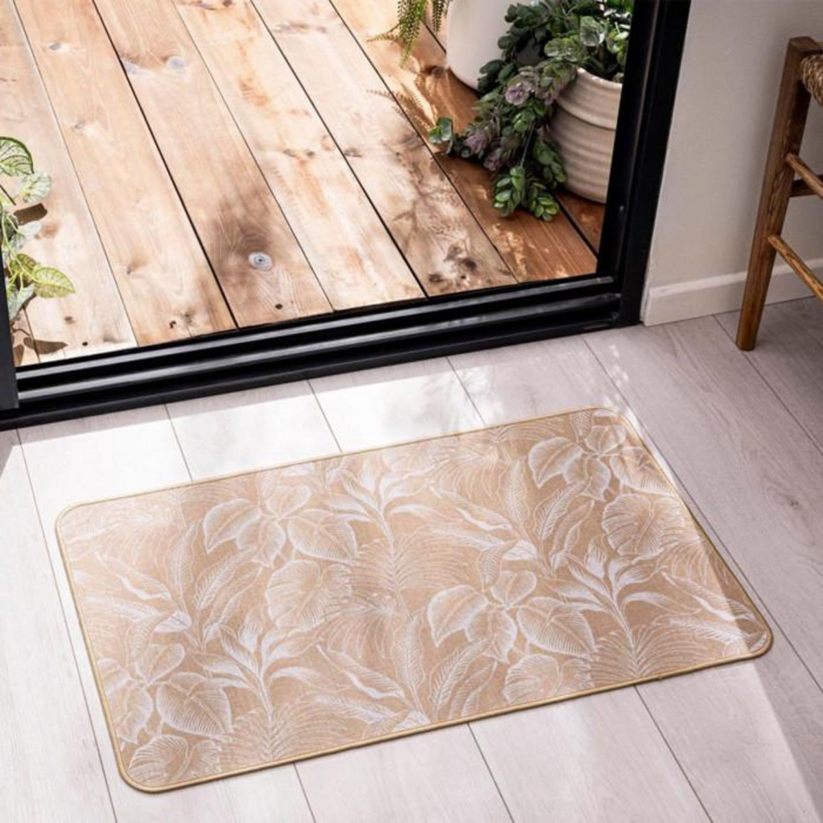 Paris Prix Tapis Déco Imprimé  Stylis  45x75cm Naturel & Blanc