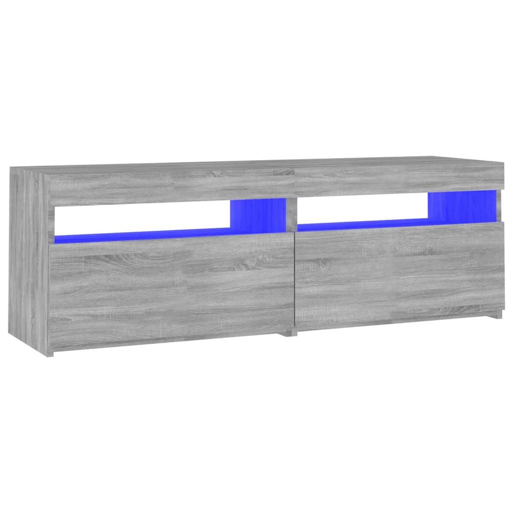 Voir la diapositive 2 : VIDAXL Meuble TV avec lumieres LED sonoma gris 120x35x40 cm