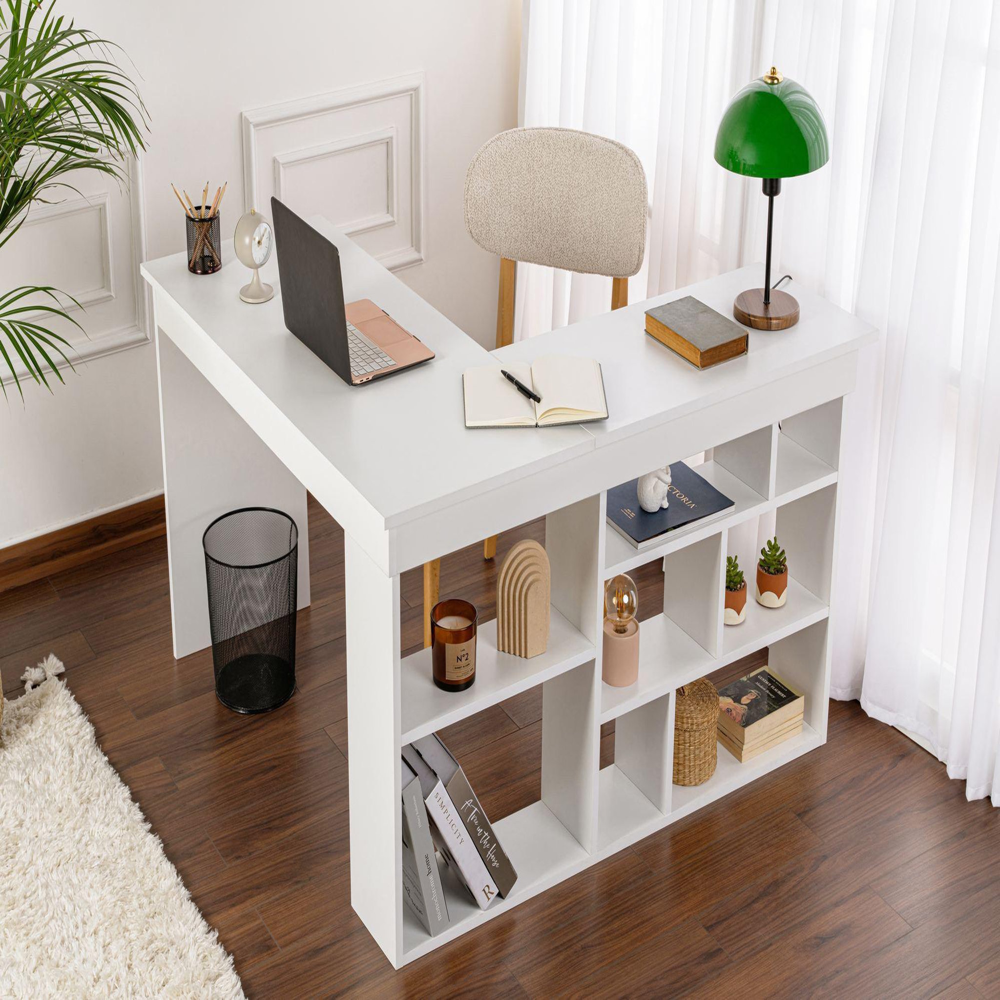 Voir la diapositive 2 : Habitat et Jardin Bureau en bois  vesper  130 x 120 x 72 cm - blanc naturel
