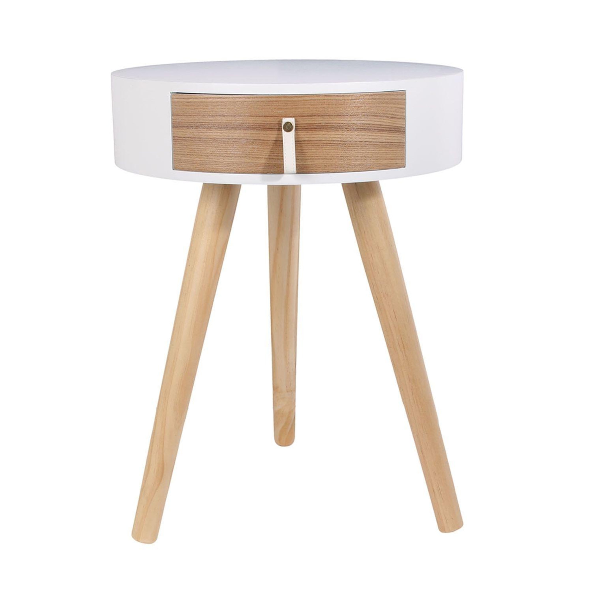 The Home Deco Factory Table de chevet scandinave nora - diam. 35 x h. 45 cm. Coloris disponibles : Blanc