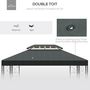 Voir la diapositive 4 : OUTSUNNY Toile de rechange pour pavillon tonnelle tente 3 x 4 m polyester haute densité 180 g/m² gris foncé
