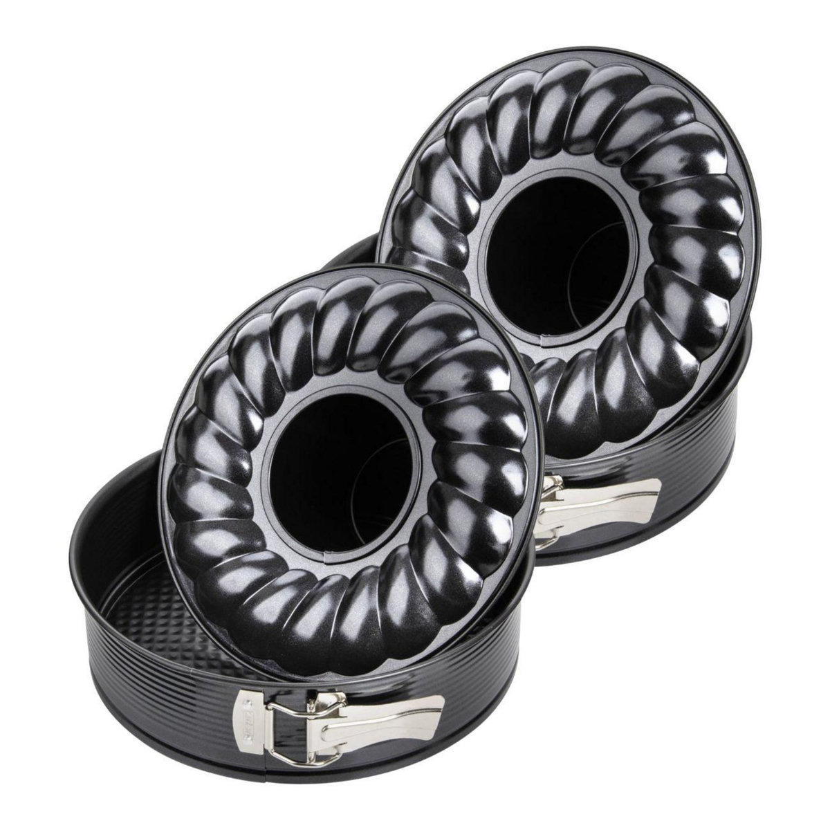 ZENKER Ensemble de 2 Moules à manqué et savarin double fond 28 cm Zenker Black Metallic