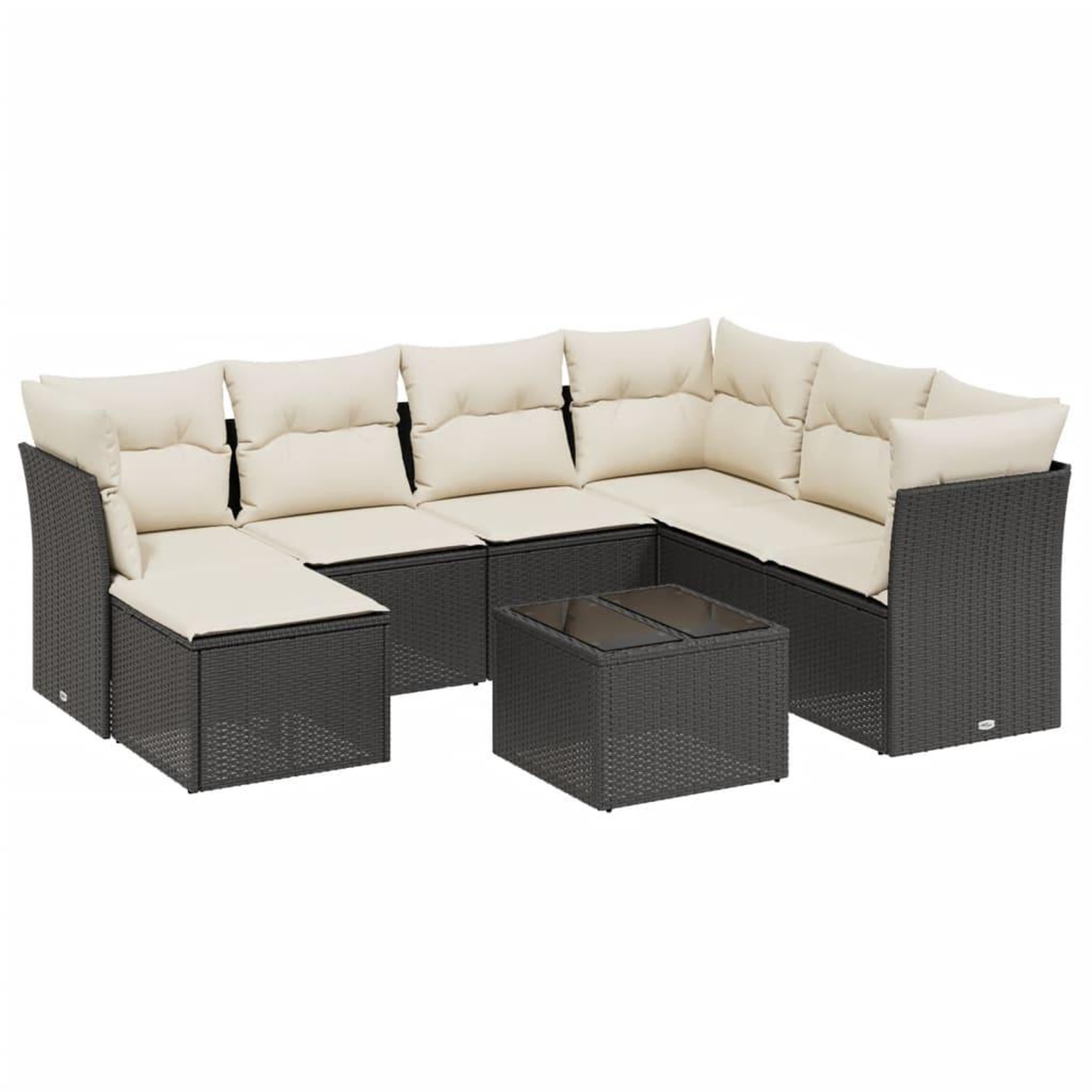Voir la diapositive 2 : VIDAXL Salon de jardin 8 pcs avec coussins noir resine tressee