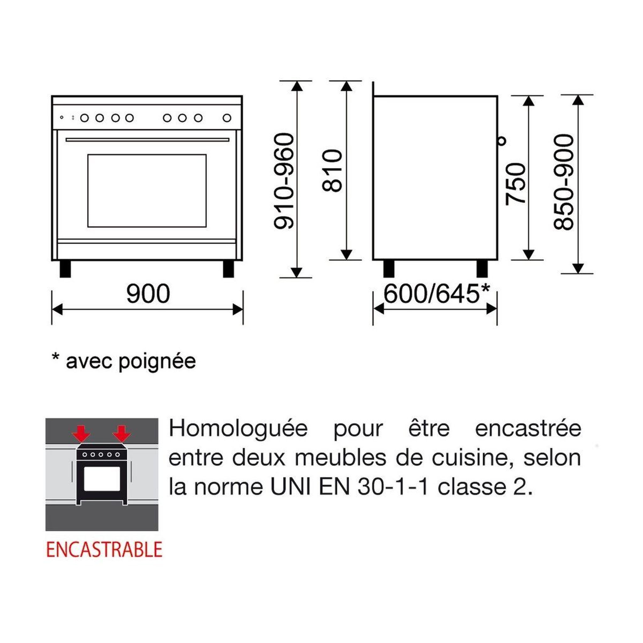 Voir la diapositive 3 : Glem Piano de cuisson gaz ge960cvix2