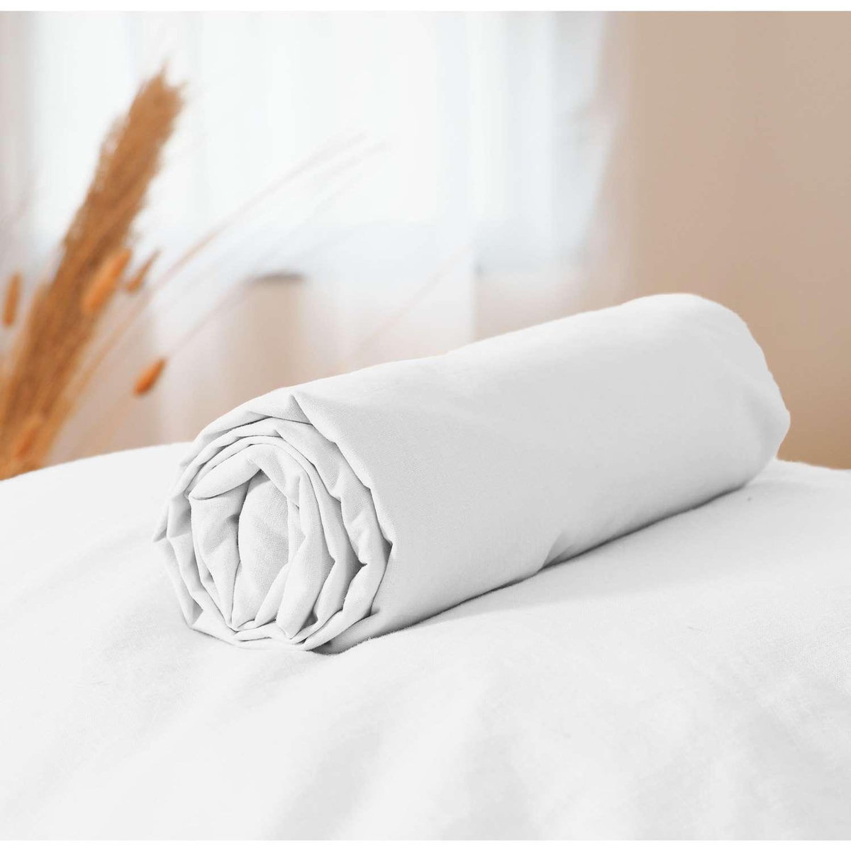COTE DECO Drap housse - 100% coton lavé 57 fils
