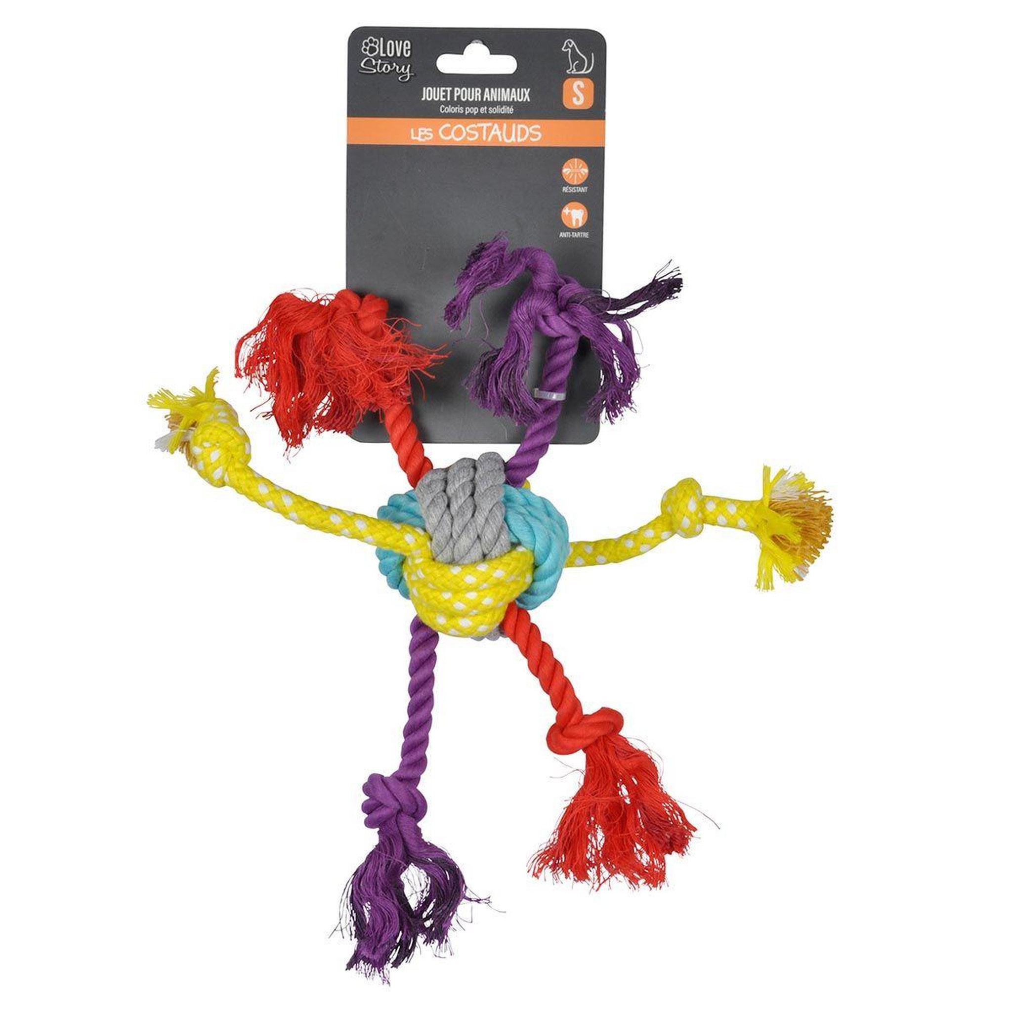 Voir la diapositive 2 : LOVE STORY Jouet pour chien  corde & 6 nœuds  30cm multicolore