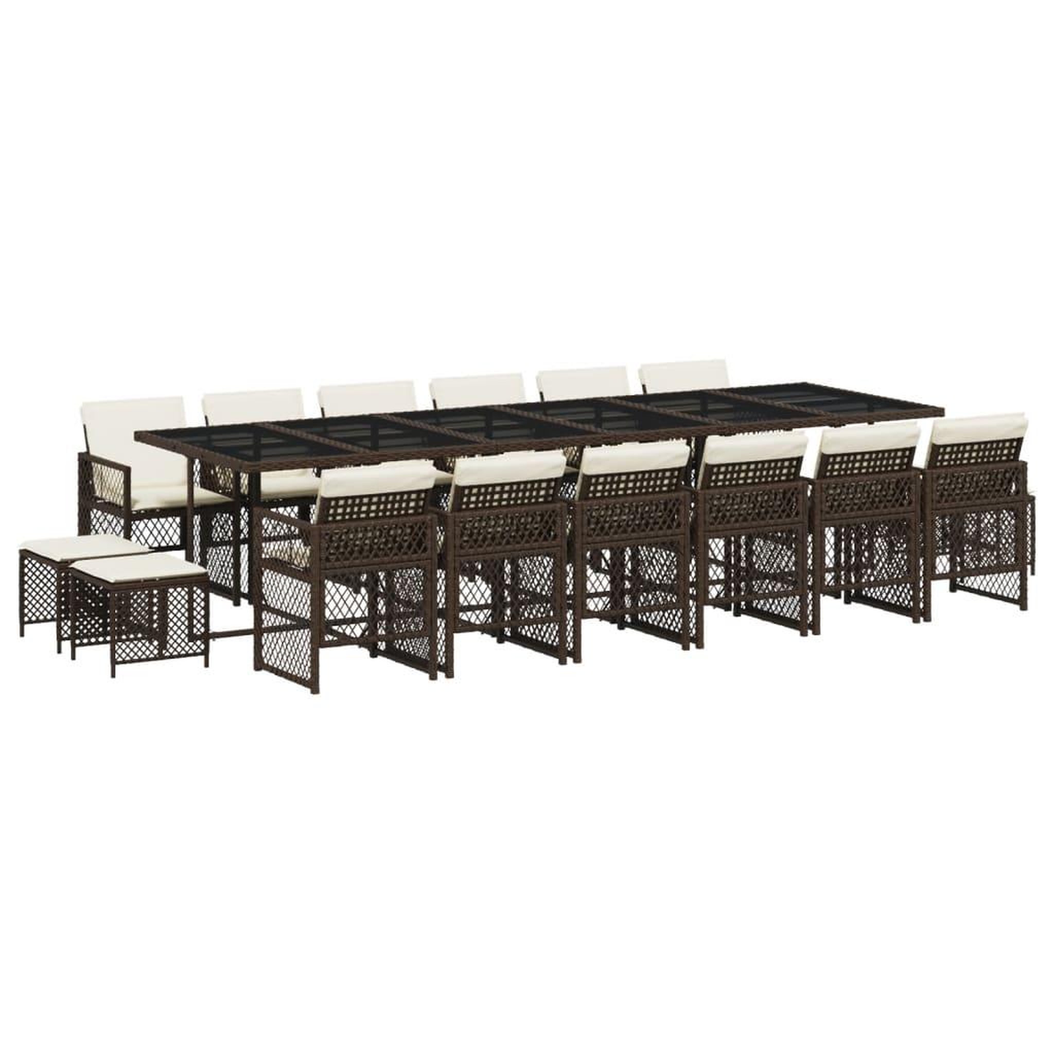 Voir la diapositive 2 : VIDAXL Ensemble a manger de jardin et coussins 17 pcs marron rotin