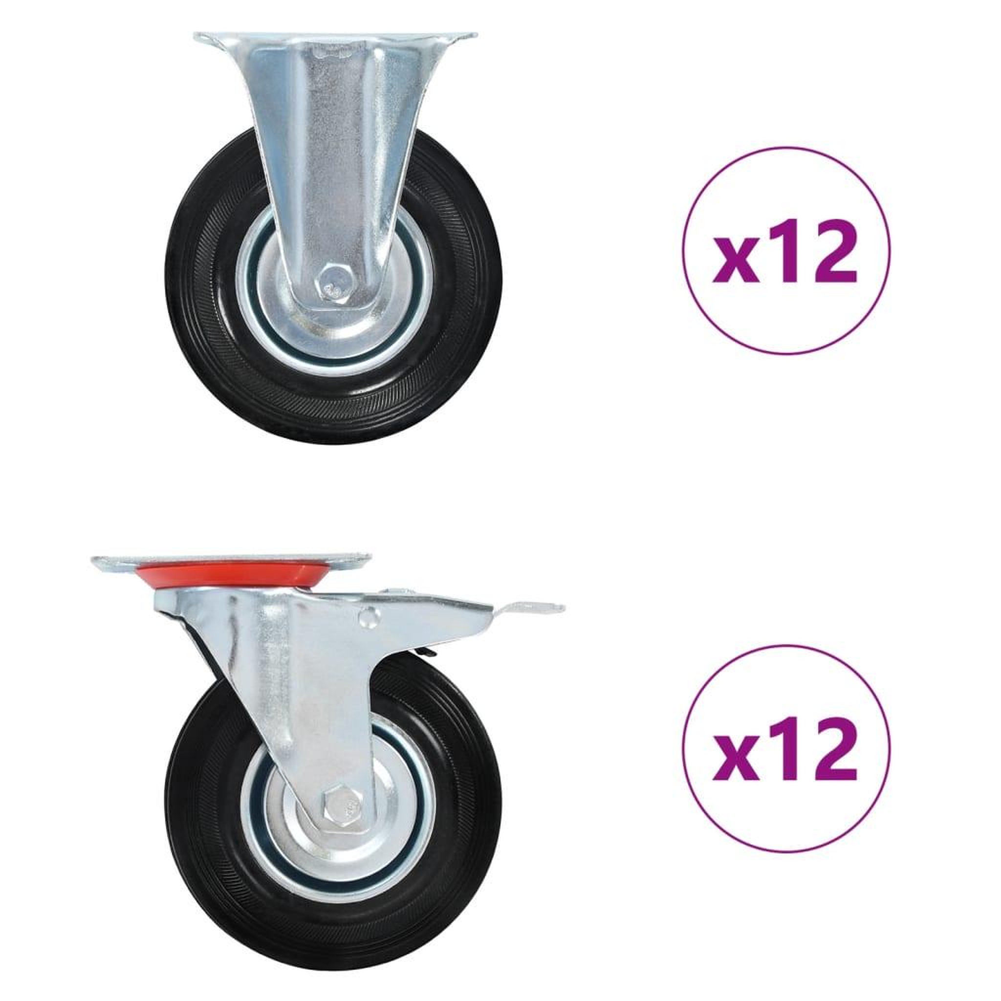 VIDAXL 24 pcs Roulettes 125 mm