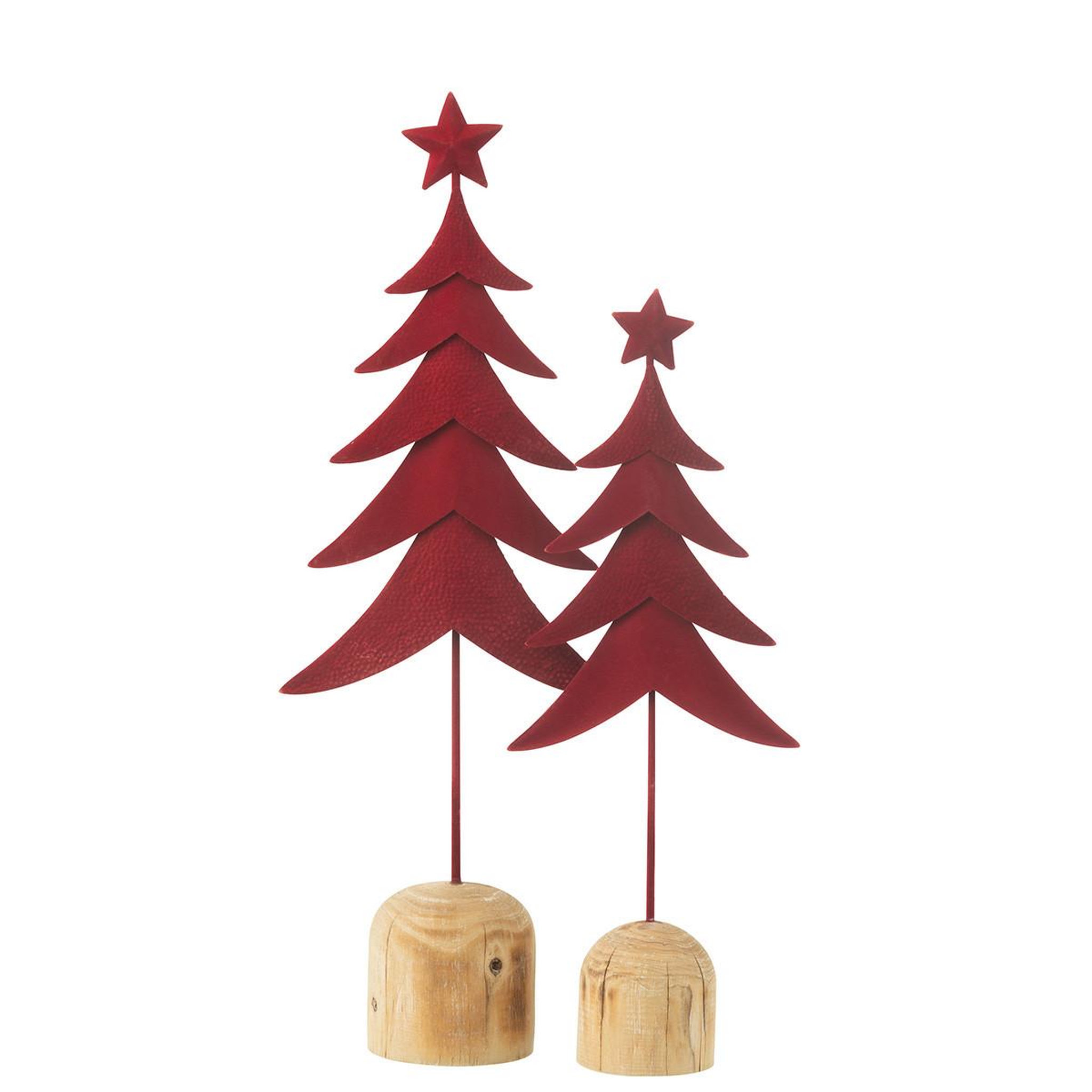 Voir la diapositive 2 : J-LINE Sapin de noël déco sur pied  étoile  49cm rouge