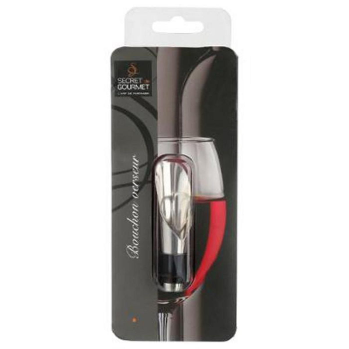 SECRET DE GOURMET Bouchon Verseur en Inox  Vin  8cm Argent