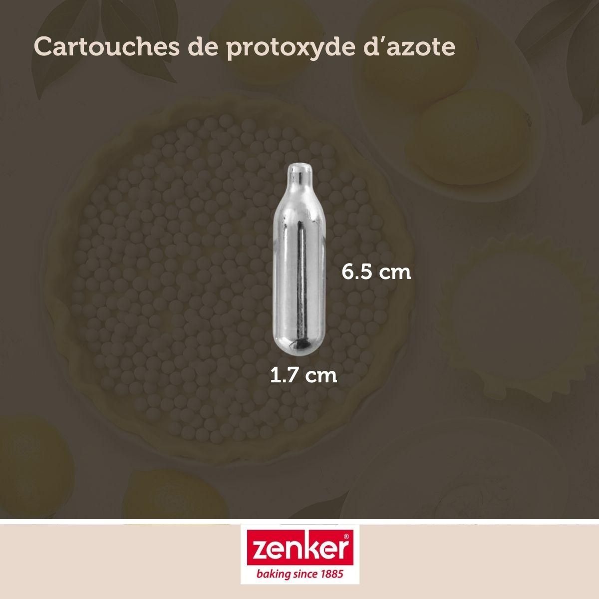 ZENKER Lot de 12 cartouches de protoxyde d'azote pour siphon à Chantilly Zenker Smart Pastry