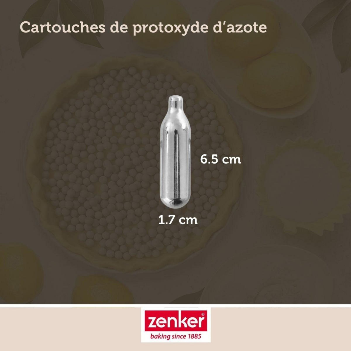 ZENKER Lot de 12 cartouches de protoxyde d'azote pour siphon à Chantilly Zenker Smart Pastry