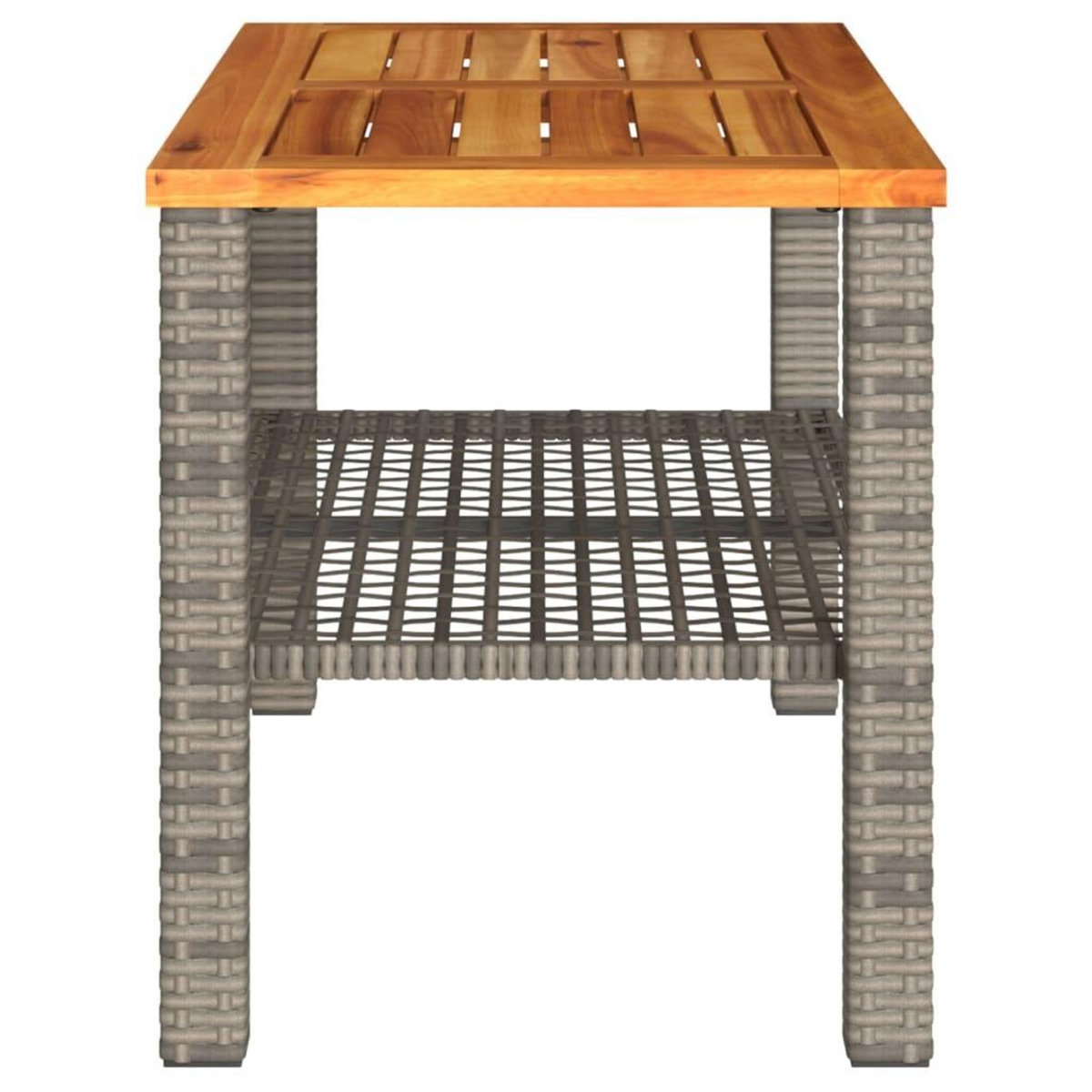 VIDAXL Table de jardin gris 70x38x42 cm resine tressee et bois acacia