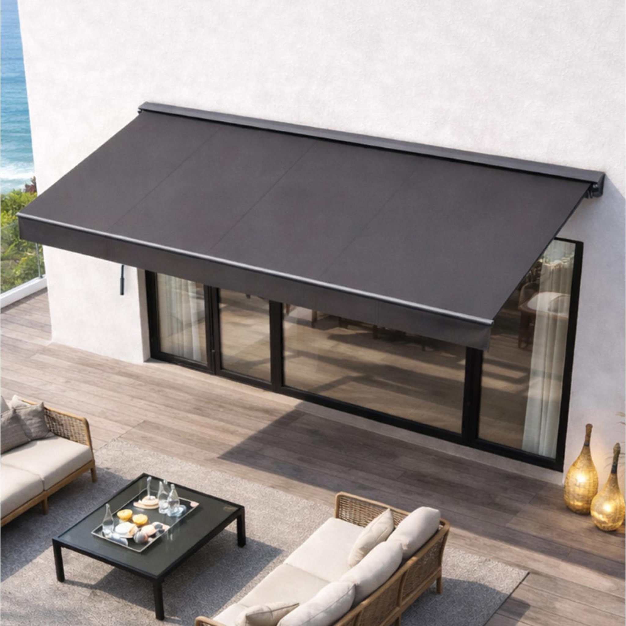 Voir la diapositive 4 : CONCEPT USINE Store banne manuel 395 x 25 m en aluminium avec toile gris adro