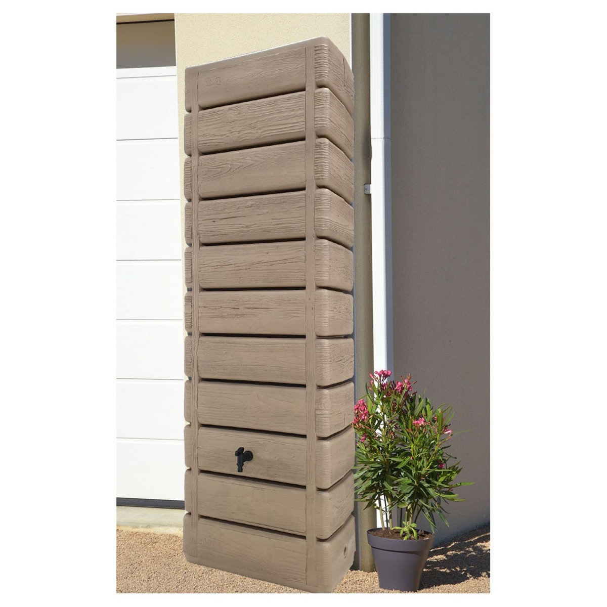 Belli Récupérateur d'eau mural aspect bois Beige - 300L - WOOD