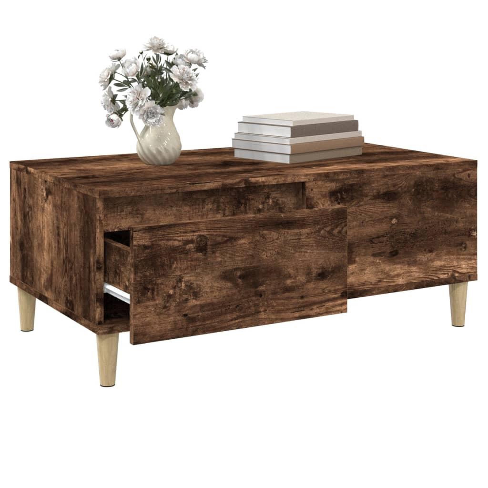 Voir la diapositive 5 : VIDAXL Table basse Chene fume 90x50x36,5 cm Bois d'ingenierie