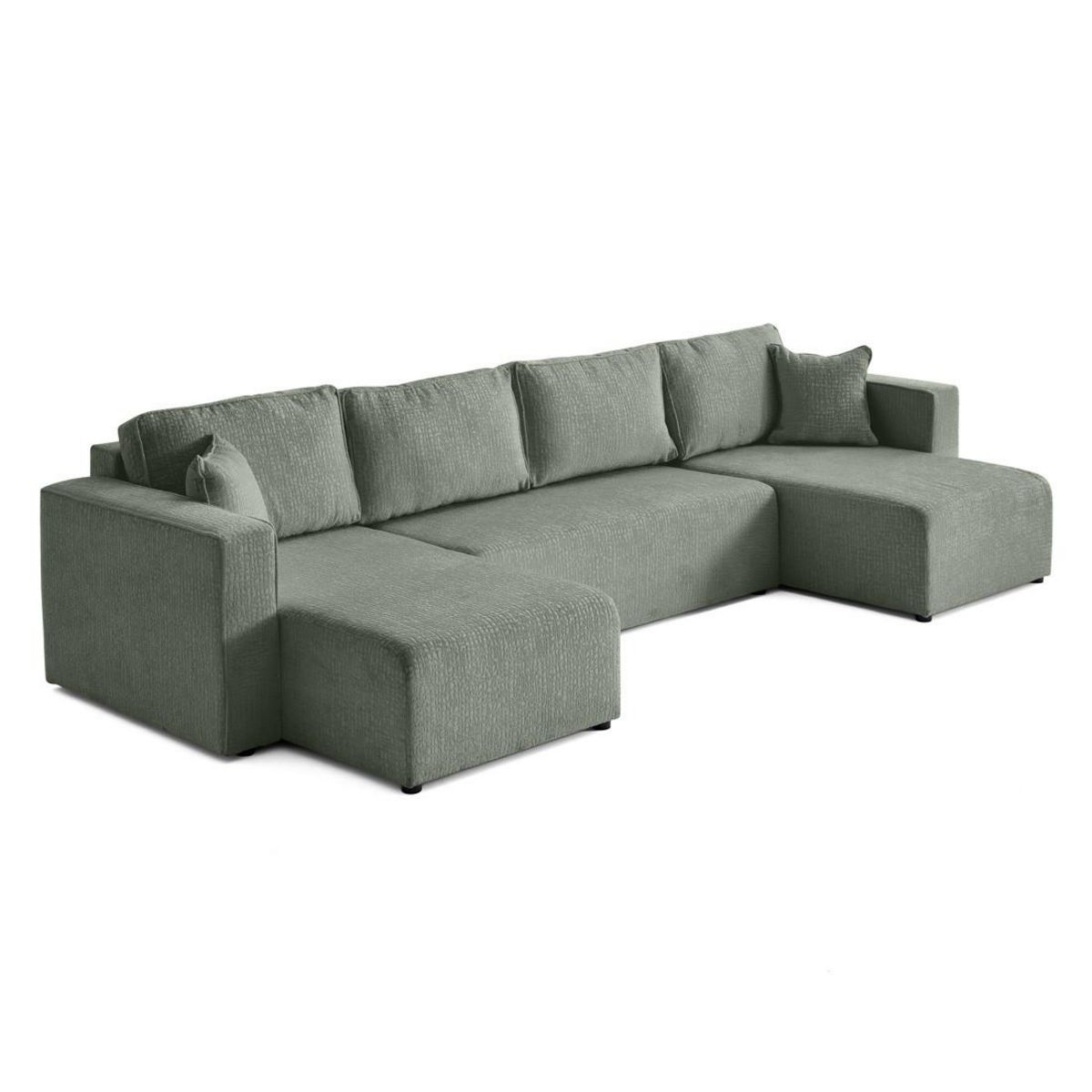 BEST MOBILIER Topaze - canapé panoramique en u - 7 places - convertible avec coffre - en tissu velours relief