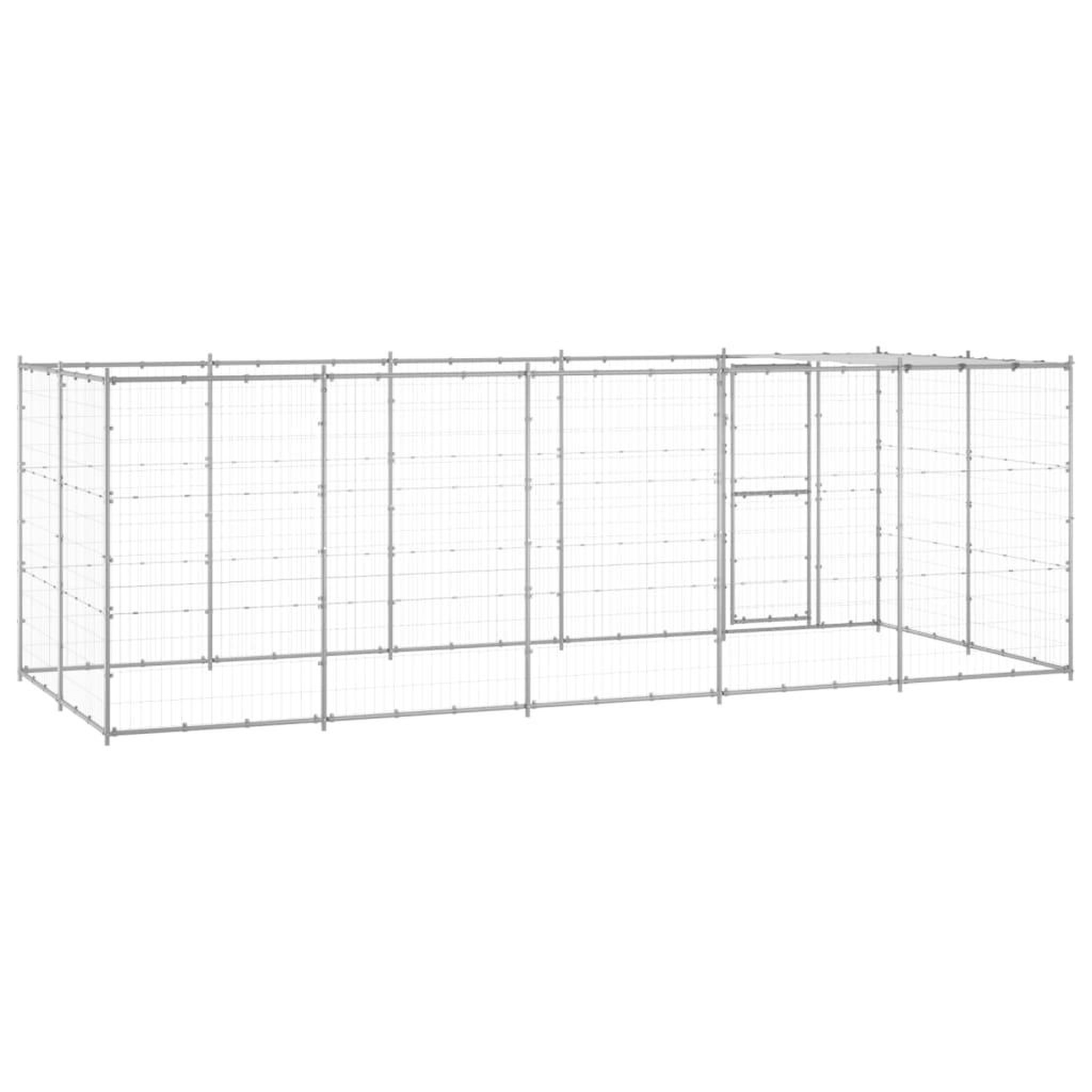 Voir la diapositive 4 : VIDAXL Chenil exterieur Acier galvanise avec toit 12,1 m²
