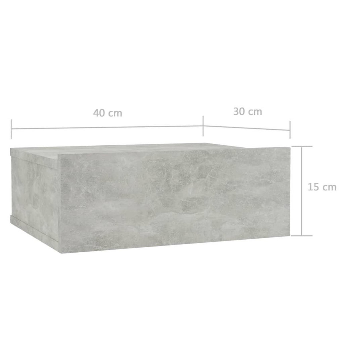VIDAXL Table de chevet flottante Gris beton Bois d'ingenierie