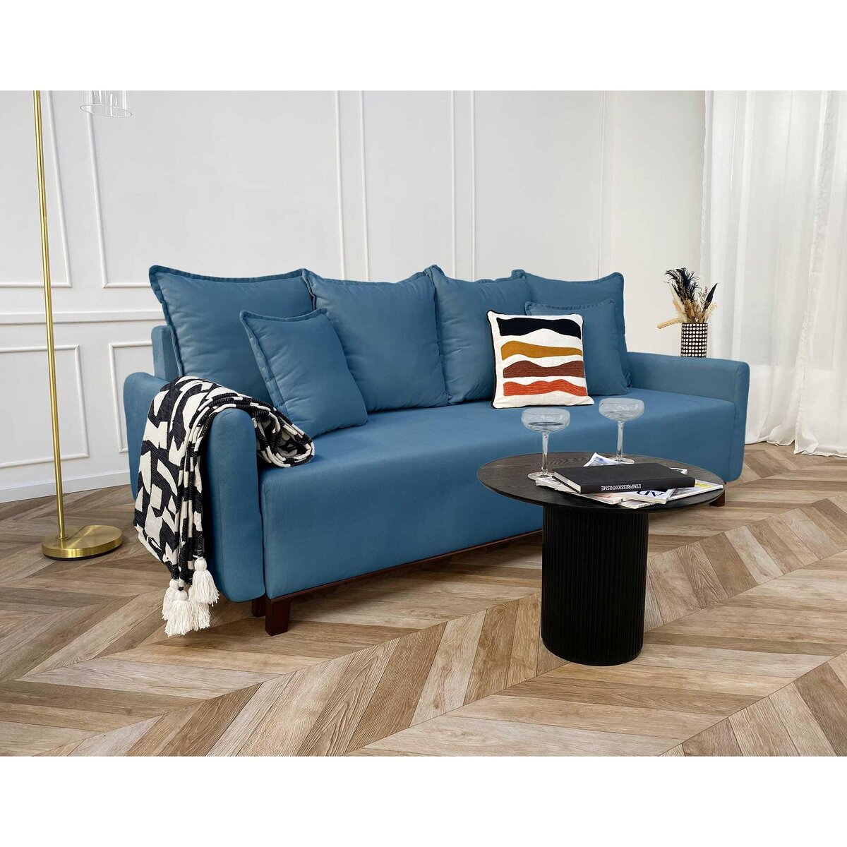 LISA DESIGN Apia - canapé 3 places - convertible avec coffre - en velours