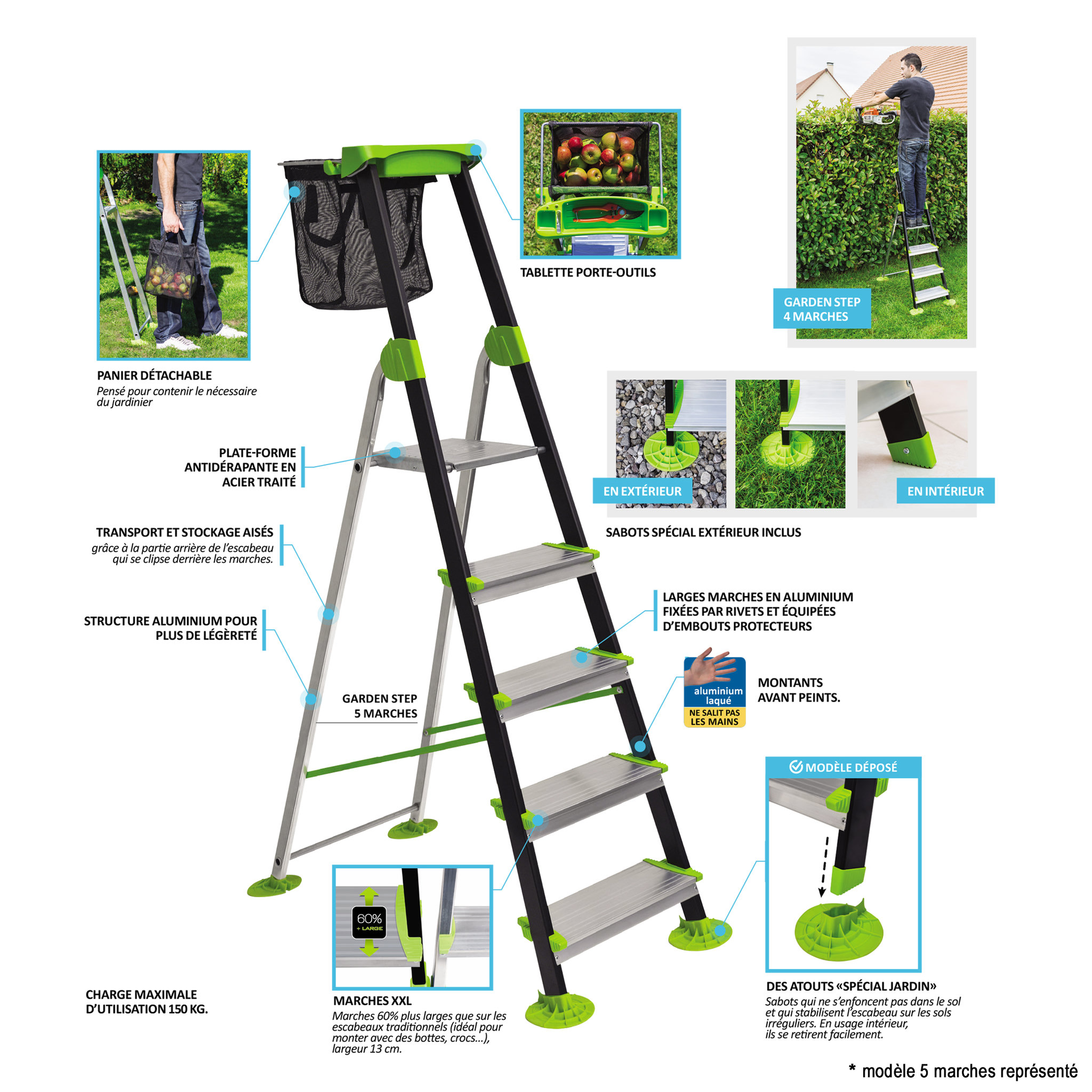 Voir la diapositive 3 : CENTAURE Escabeau Spécial Jardin Garden Step 5 marches - 3m