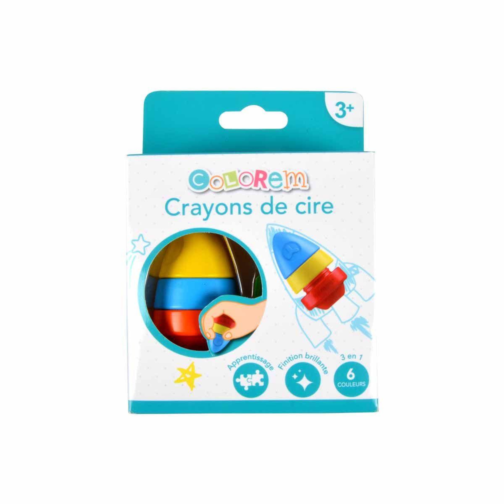 Voir la diapositive 2 : HOMEA Crayons de Cire 6 Couleurs  Fusée  Multicolore