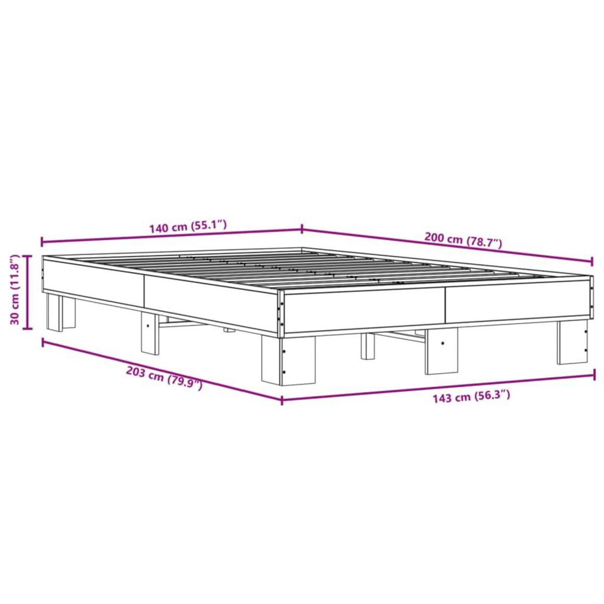 VIDAXL Cadre de lit sans matelas sonoma gris 140x200 cm
