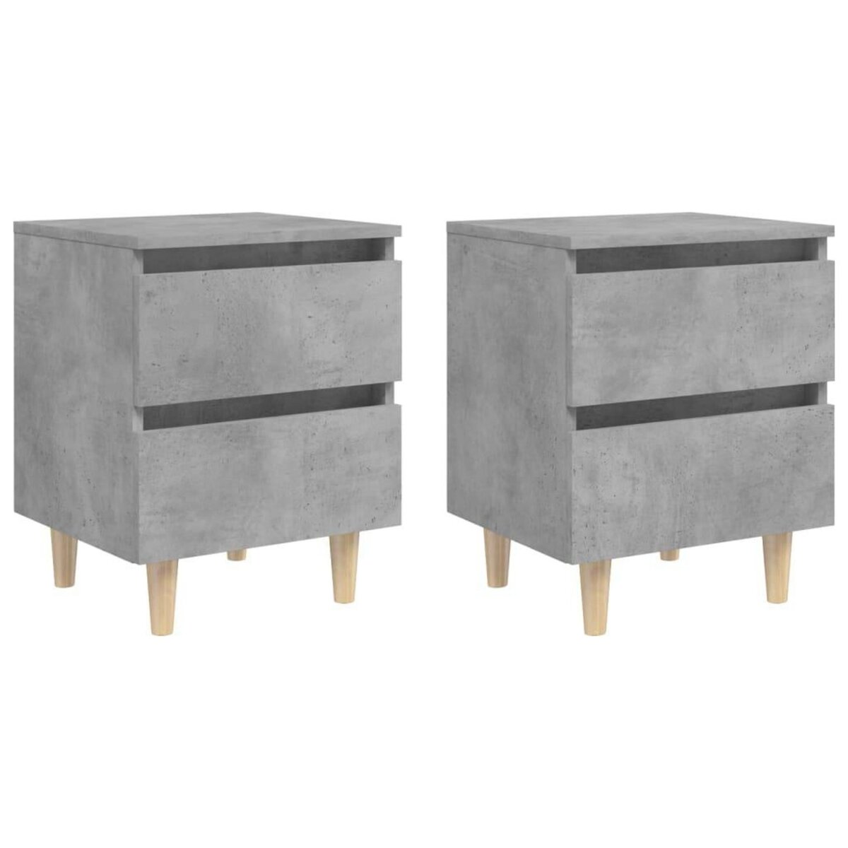 VIDAXL Tables de chevet pieds en pin 2 pcs gris beton 40x35x50 cm