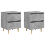 VIDAXL Tables de chevet pieds en pin 2 pcs gris beton 40x35x50 cm
