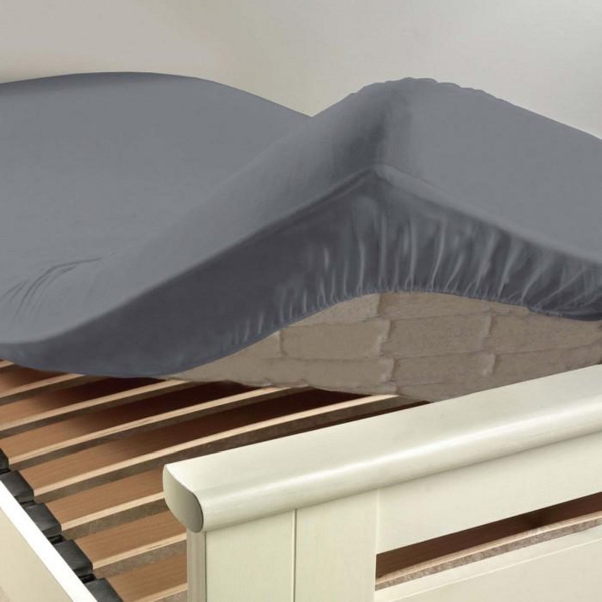 Paris Prix Drap Housse  Lina  90x190cm Gris