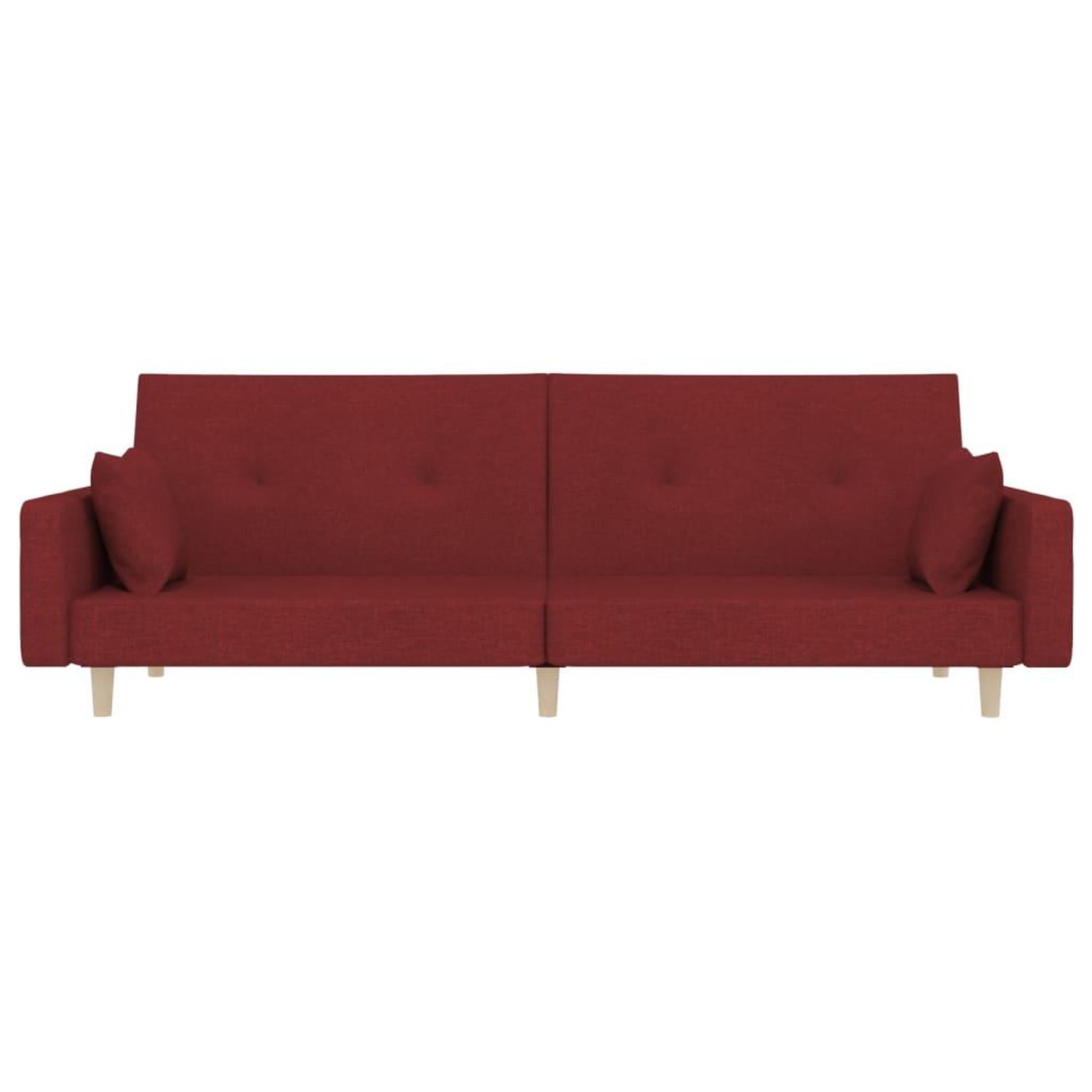 Voir la diapositive 5 : VIDAXL Canape-lit a 2 places avec deux oreillers rouge bordeaux tissu