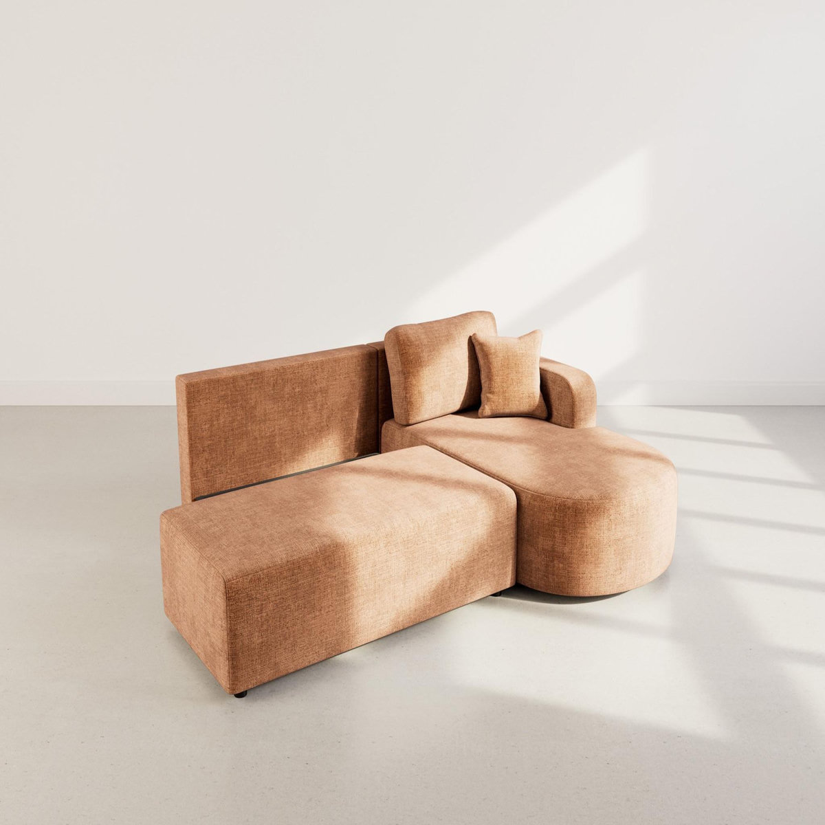 BEST MOBILIER Miro - canapé d'angle droit 4 places convertible avec coffre en velours texturé