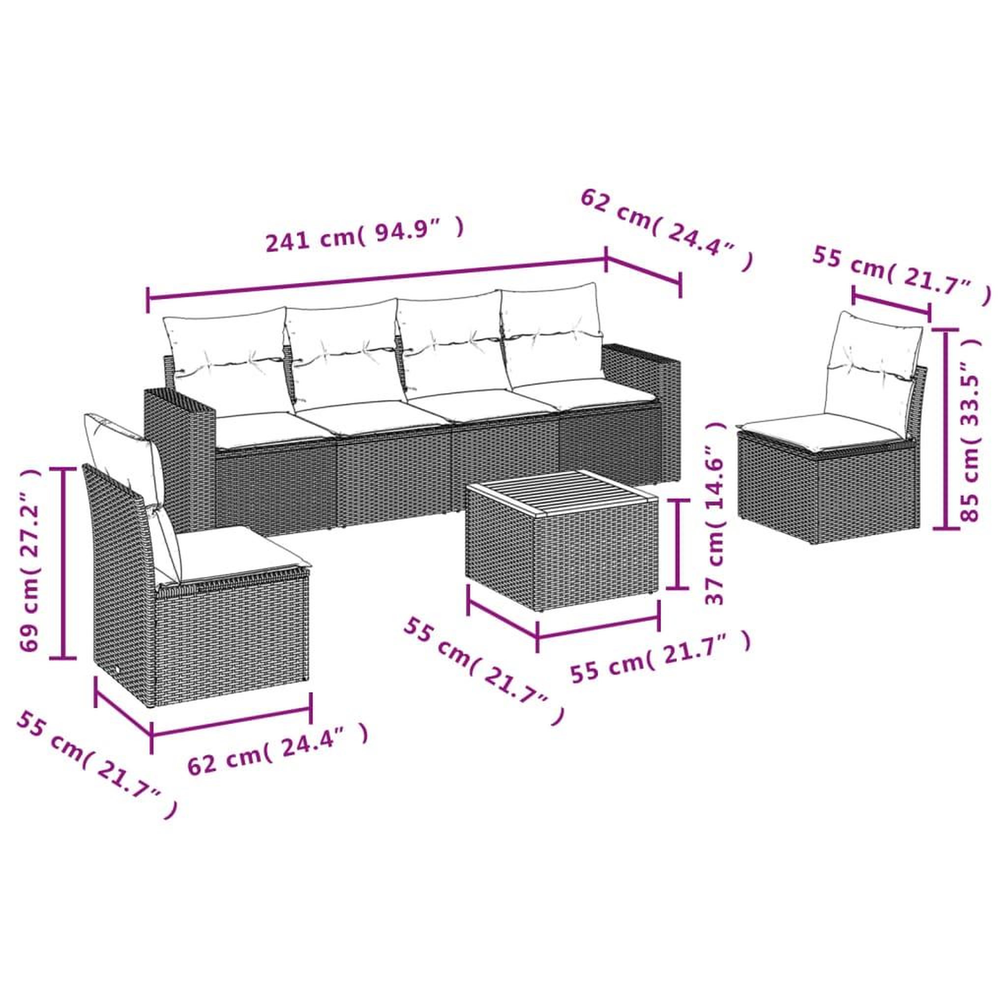 Voir la diapositive 6 : VIDAXL Salon de jardin 7 pcs avec coussins noir resine tressee