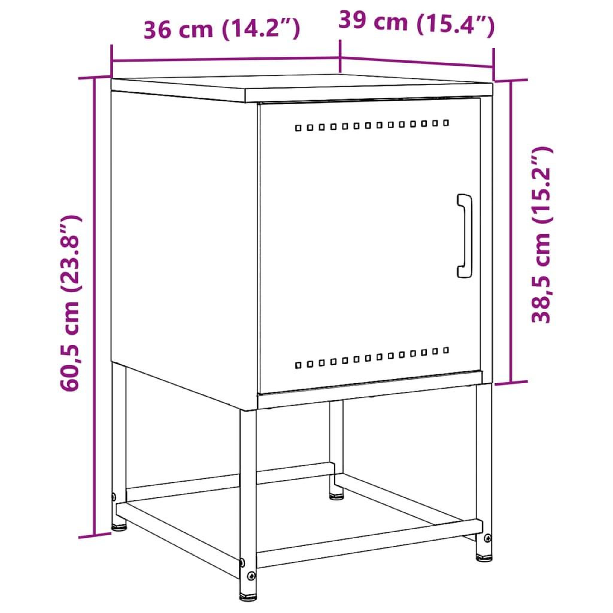Voir la diapositive 6 : VIDAXL Table de chevet jaune moutarde 36x39x60,5 cm acier