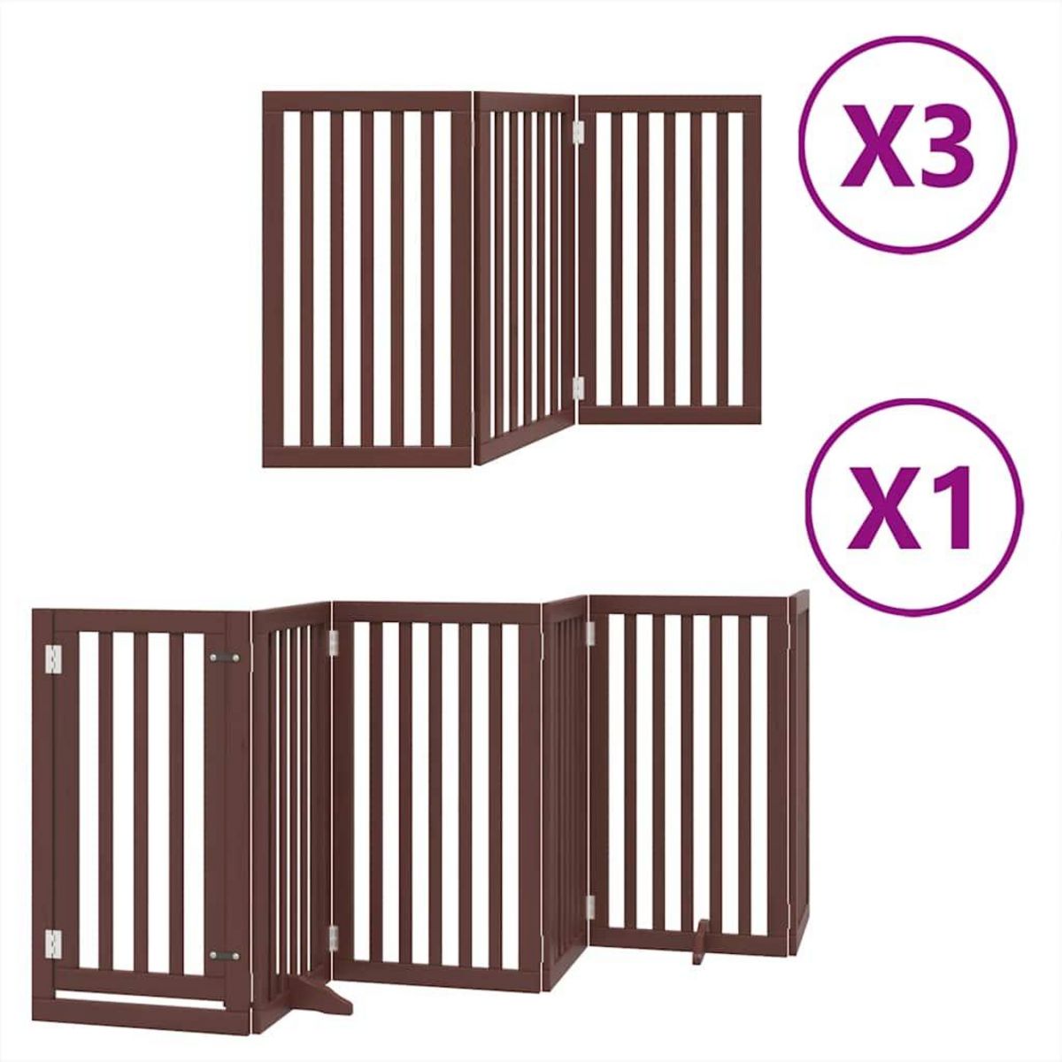 VIDAXL Barriere pour chien porte pliable 15 panneaux bois de peuplier