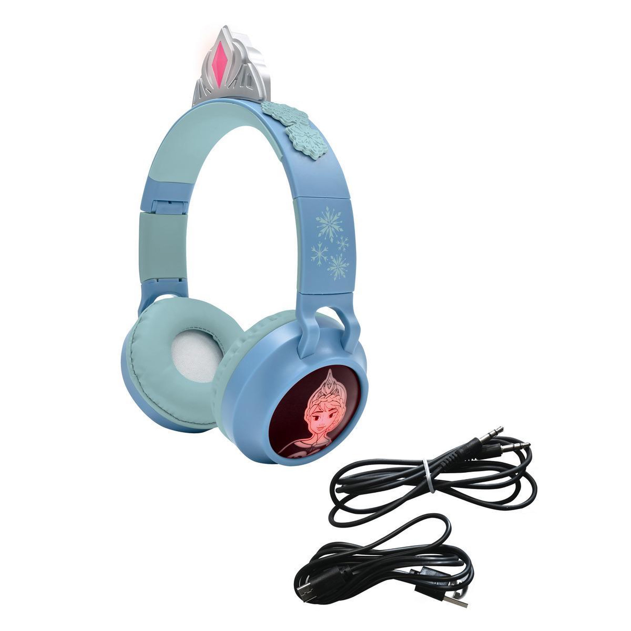 Lexibook Casque lumineux pliable Bluetooth et filaire La Reine des Neiges avec limitation du volume