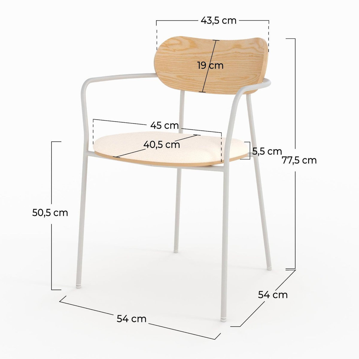 Rendez vous déco Lot de 2 chaises en tissu beige et placage en bois clair-Marine