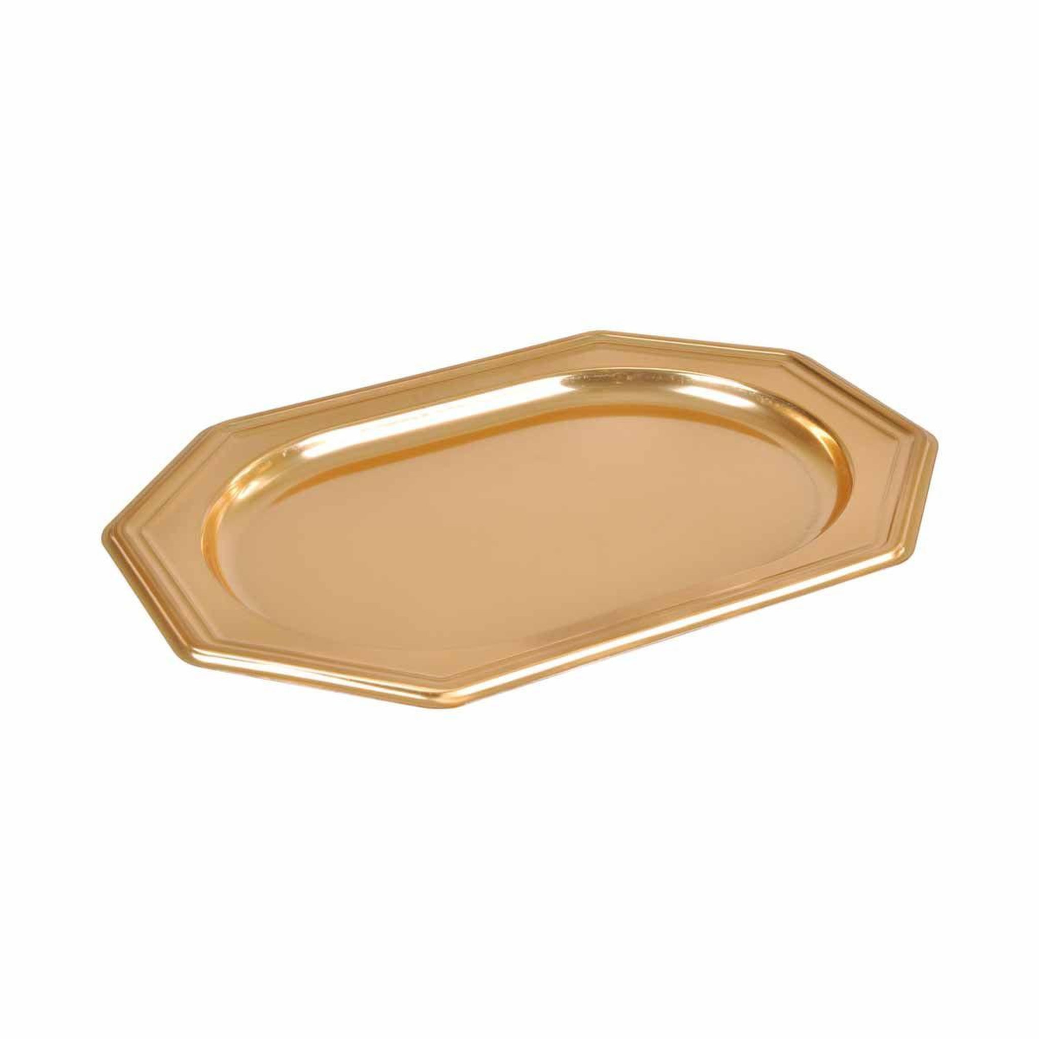 Voir la diapositive 2 : HOMEA Lot de 2 Plateaux Déco  Octogonaux  34cm Or