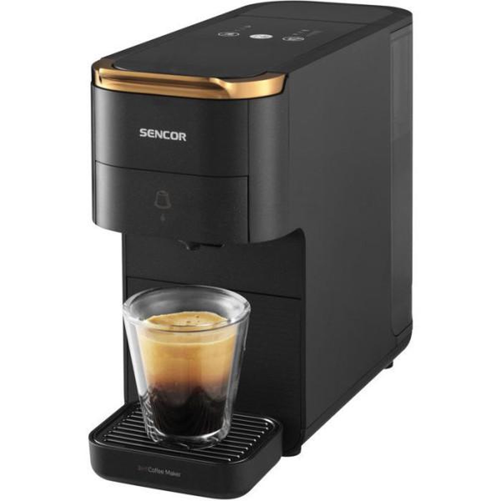 Voir la diapositive 2 : MARKET24 Machine a Cafe  a expresso a capsules SENCOR SCC 1000BK - Nespresso Dolce Gusto et café moulu - Préchauffage 45 s - Noir