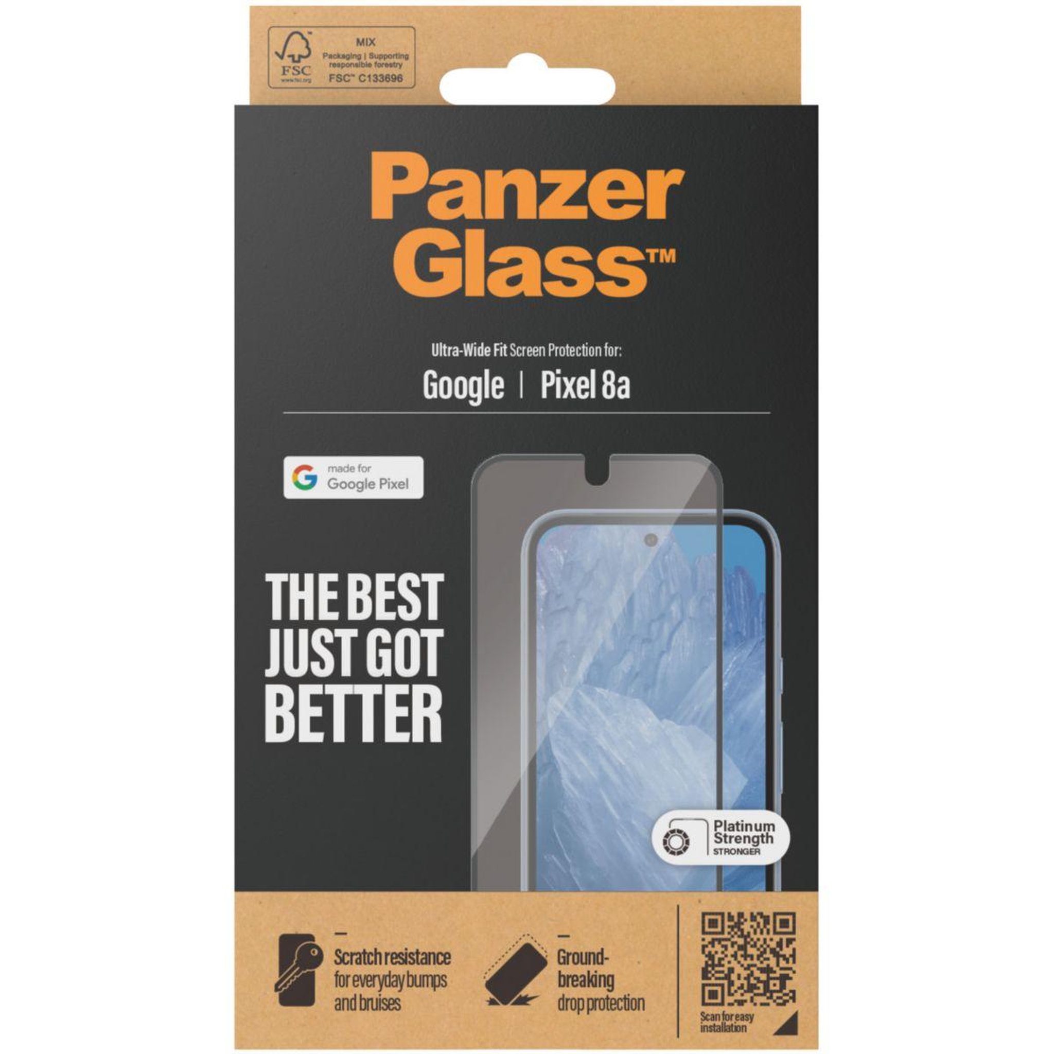 Voir la diapositive 3 : PANZERGLASS Protège écran google pixel 8a verre trempé
