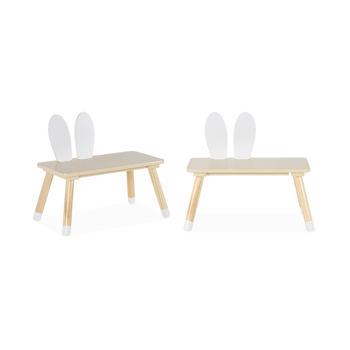 SWEEEK Table enfant + 2 chaises. pieds en pin. couleur blanc et bois
