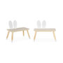 Voir la diapositive 6 : SWEEEK Table enfant + 2 chaises. pieds en pin. couleur blanc et bois