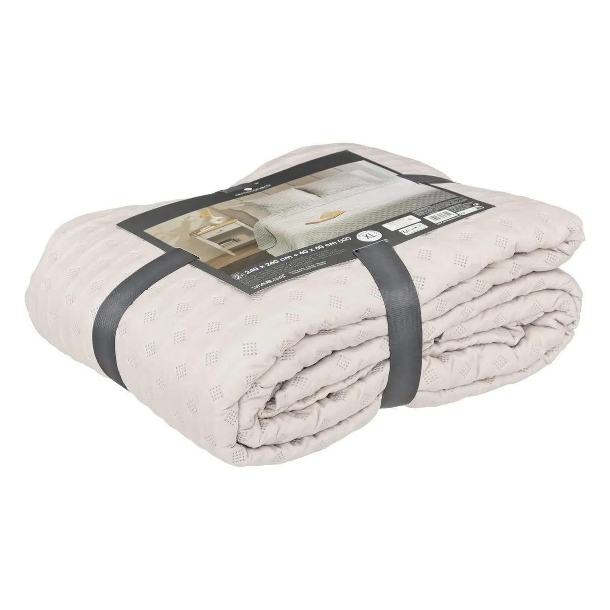 Voir la diapositive 3 : ATMOSPHERA Couvre lit & 2 taies  kalia  240x260cm beige lin