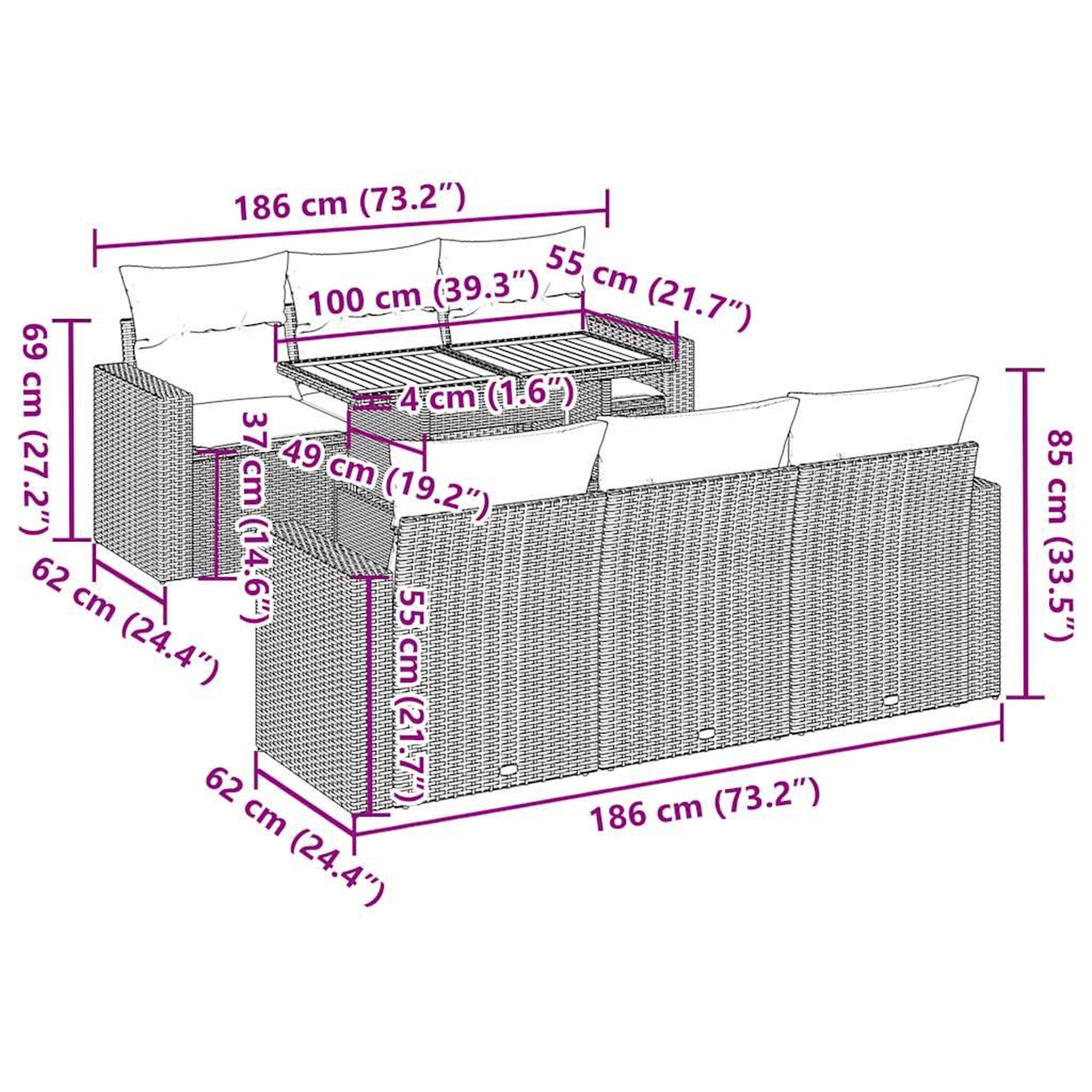 Voir la diapositive 6 : VIDAXL Salon de jardin avec coussins 7 pcs gris resine tressee