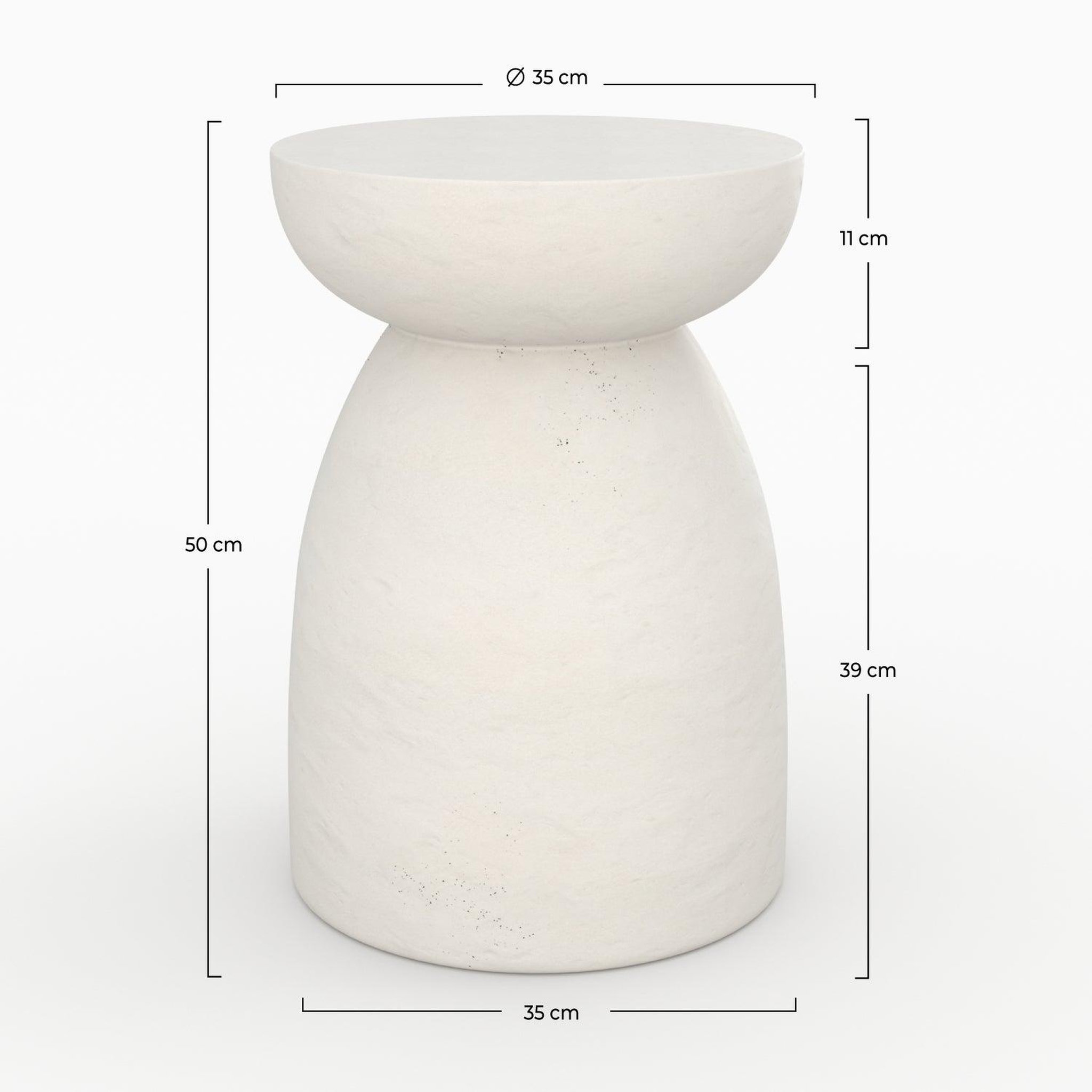 Voir la diapositive 4 : MAISON PAVANE Table d'appoint ronde blanche en fibre d'argile effet béton d35 cm-capri
