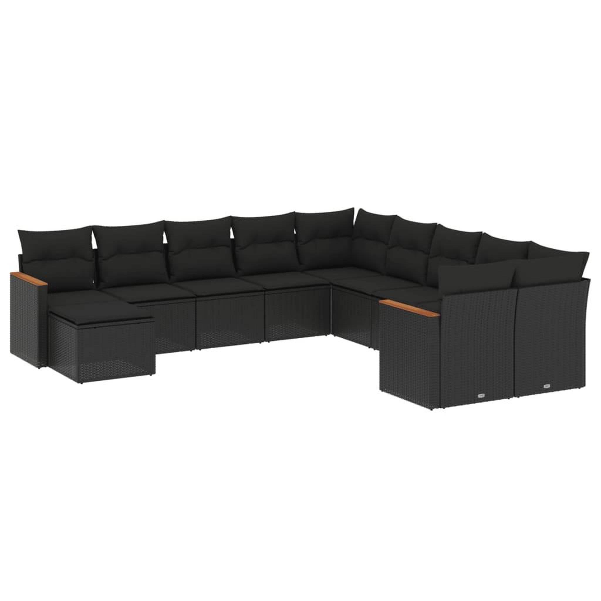 Voir la diapositive 2 : VIDAXL Salon de jardin 11 pcs avec coussins noir resine tressee