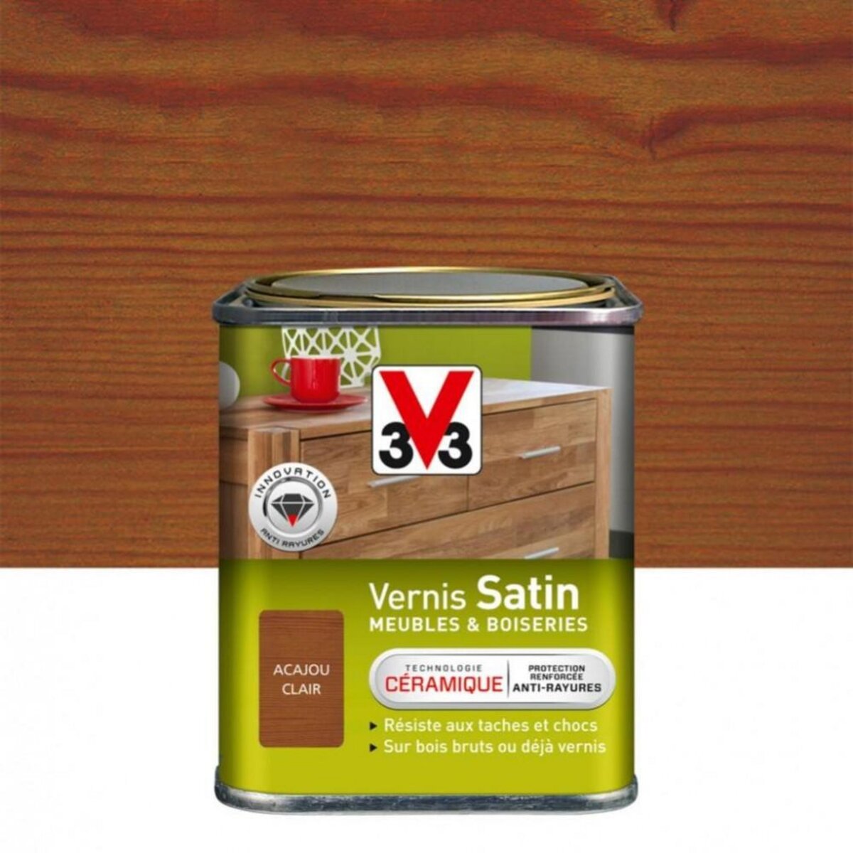 CENTRALE BRICO Vernis meuble et objet V33, acajou clair satiné, 0.25l