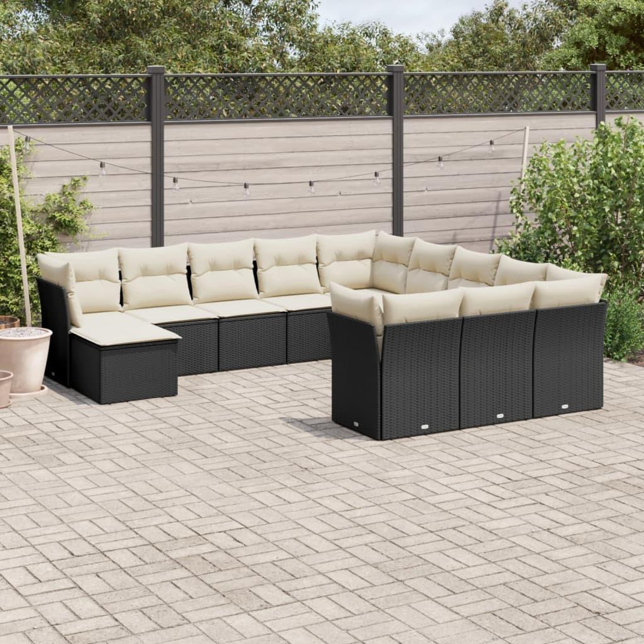 VIDAXL Salon de jardin 12 pcs avec coussins noir resine tressee