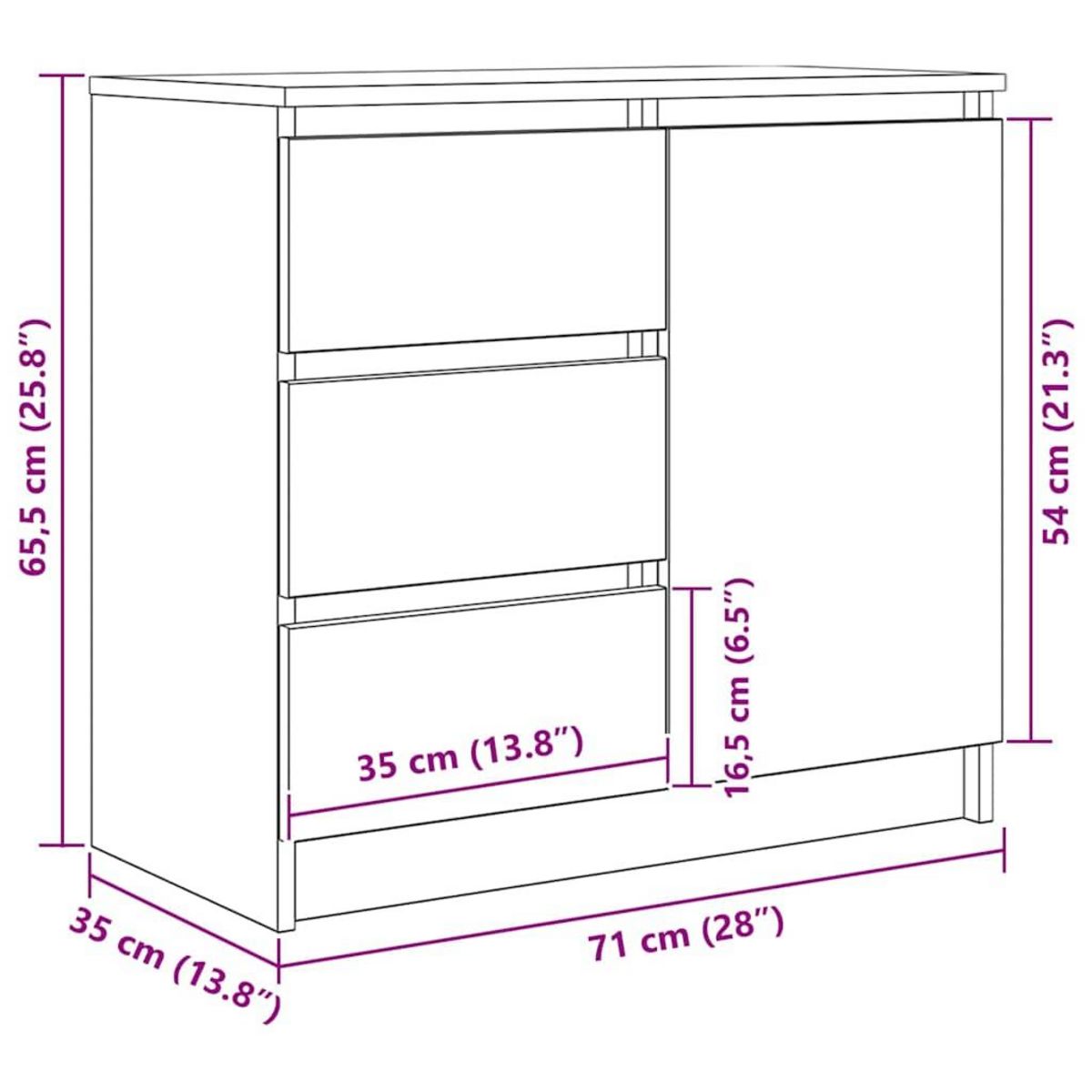 VIDAXL Buffet avec tiroir chene noir 71x35x65 cm bois d'ingenierie